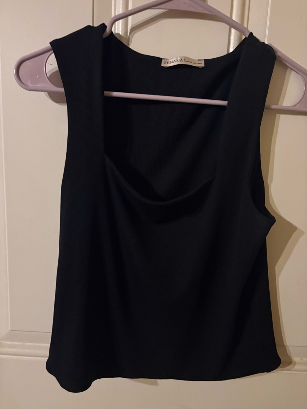 Zenana baby ribbed Black Sleeveless square Neck Tank size large